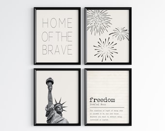 Set di stampe per il 4 luglio / Stampe artistiche per il Memorial Day / Decorazioni artistiche per ufficio / Stampe murali per il 4 luglio / Download digitale / Minimalista