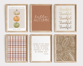 Thanksgiving Gallery Wall Set | Set of 8 Art Prints | Fall Decoration | Autumn printable wall art | Friendsgiving art | Digital Download