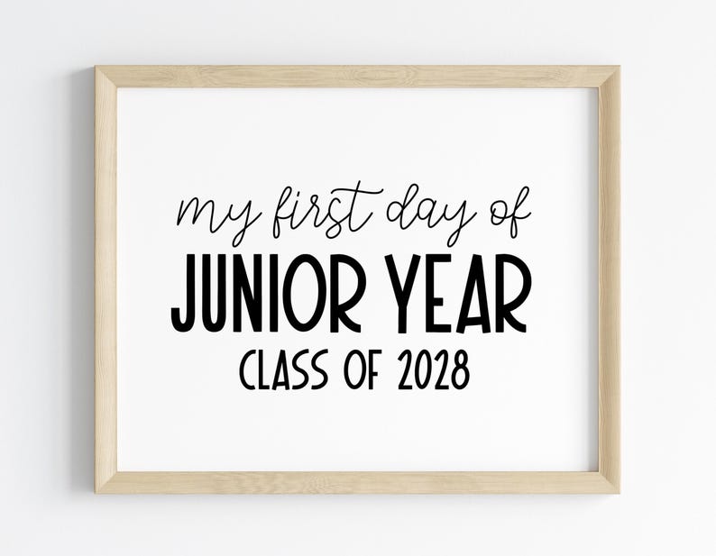 Jr. Senior Number Sign First Day of Junior Year Class of 2028 | First Day of 11th Grade Sign ...