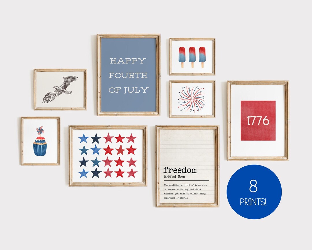 4th of July Set of 8 Gallery Bundle July 4th Art Prints Memorial Day
