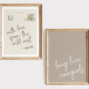 Beige Cowgirl Wall Prints | Cowgirl Poster Print | Tan Bath Decor | Girl Room Decor | Beige Wall Art | Cowgirl Aesthetic | Beige Dorm Decor