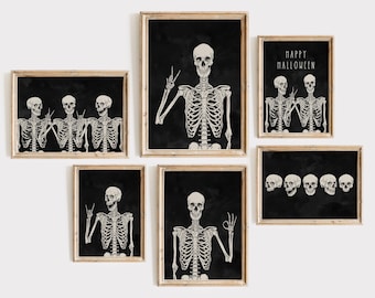 Halloween Printable Wall Art | Halloween Decor | Skeleton Print | Fall Digital Art | Halloween Gallery Wall | Halloween Print | Vintage Art