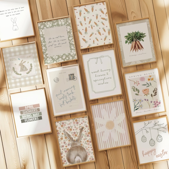 Cottagecore Easter Prints | Neutral Spring Gallery Wall Art (Digital Download)