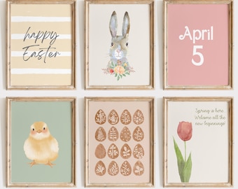 Easter Printable Wall Art | Set of 6 | Easter Decor | Happy Easter | Easter Egg Art | Spring Wall Art | Easter Art | JM Holiday Printables