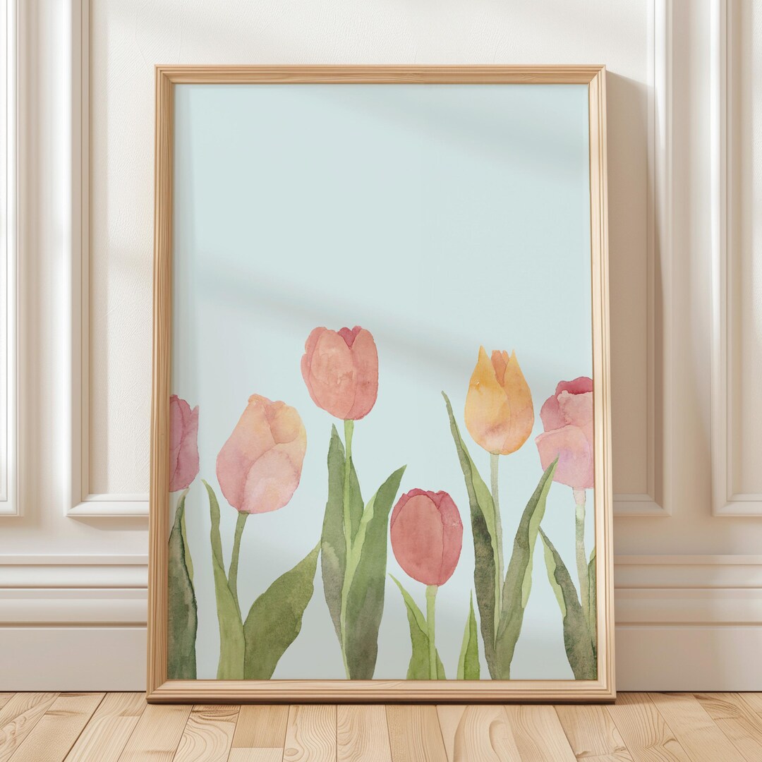 Tulips Watercolor Art Print | Spring Flowers Gallery Wall (digital ...
