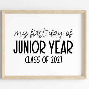 First Day of Junior Year Class of 2027 | First Day of 11th Grade Sign | School Sign High School Junior | First Day of School 2025-2026