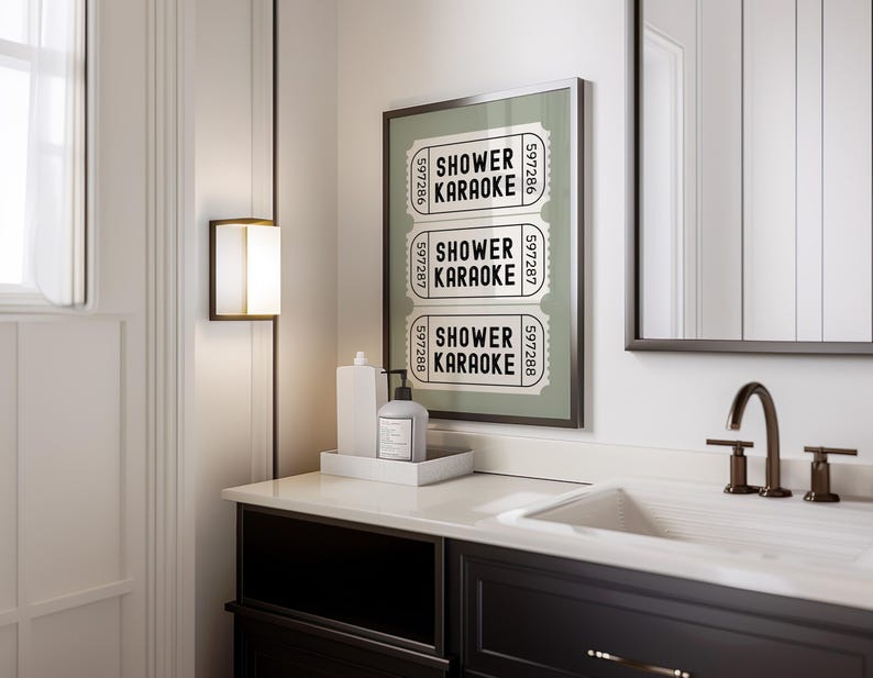 Sage Shower Karaoke Tickets Wall Art | Preppy Art Prints | Sage ...