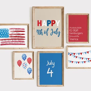 4th of July Set of 6 Gallery | Memorial Day Art Prints | Fourth of July Decoration | Fourth of July printable wall art | Digital Download