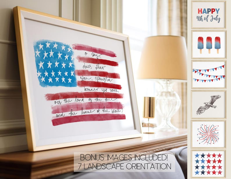 Arte stampabile della bandiera americana / Stampe artistiche del Memorial Day / Decorazione del 4 luglio / Arte murale stampabile del 4 luglio / Download digitale immagine 9
