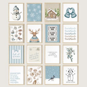 Galería de pared de invierno / Impresiones de temporada / Arte mural nevado / Pósters navideños / Arte mural de invierno / Arte mural imprimible de invierno / Impresiones bohemias de invierno