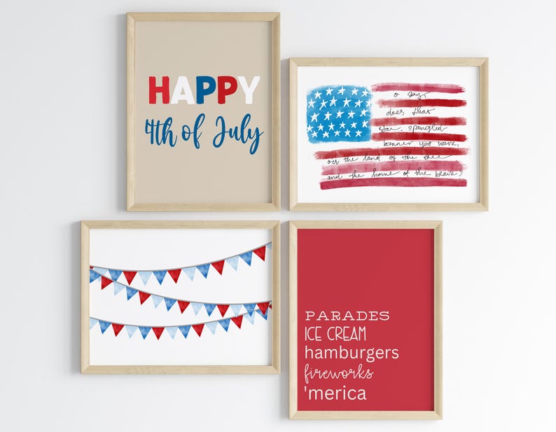 4th of July Gallery Wall Art | Patriotic Prints (digital Download) - Etsy