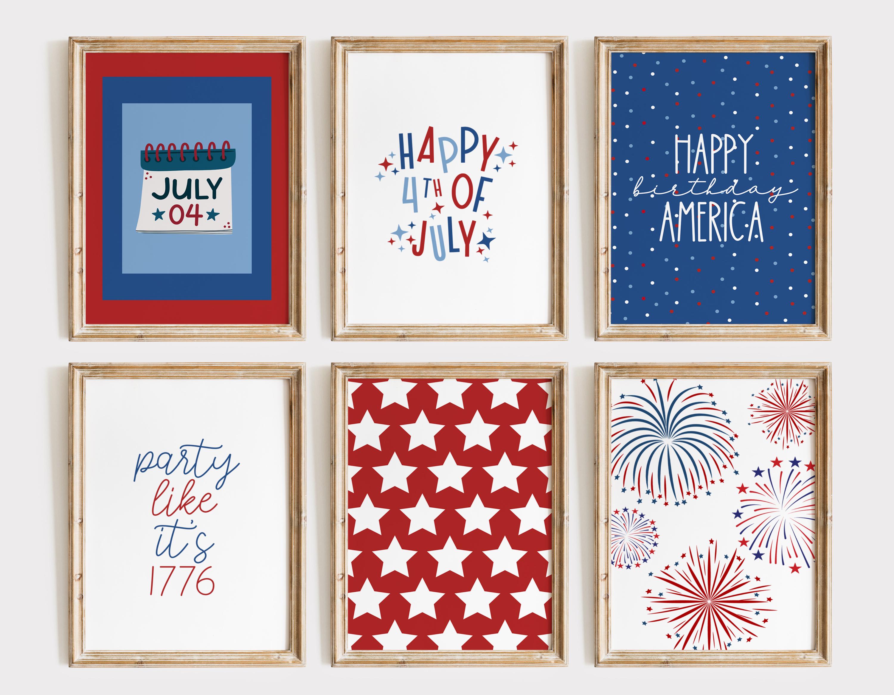 4th of July Printable Wall Art for Holiday Home Decor Memorial Day ...