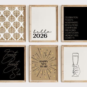 Set di 6 decorazioni per la notte di Capodanno / Decorazioni per la notte di Capodanno / Arte stampabile per il Capodanno 2026 / Arte murale per la notte di Capodanno / Stampe di Capodanno / Stampe digitali