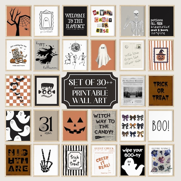 Halloween Printable Wall Art | Halloween Art Prints | Spooky Prints | Halloween Decorations | Fall Wall Art | Halloween Poster | Digital Art