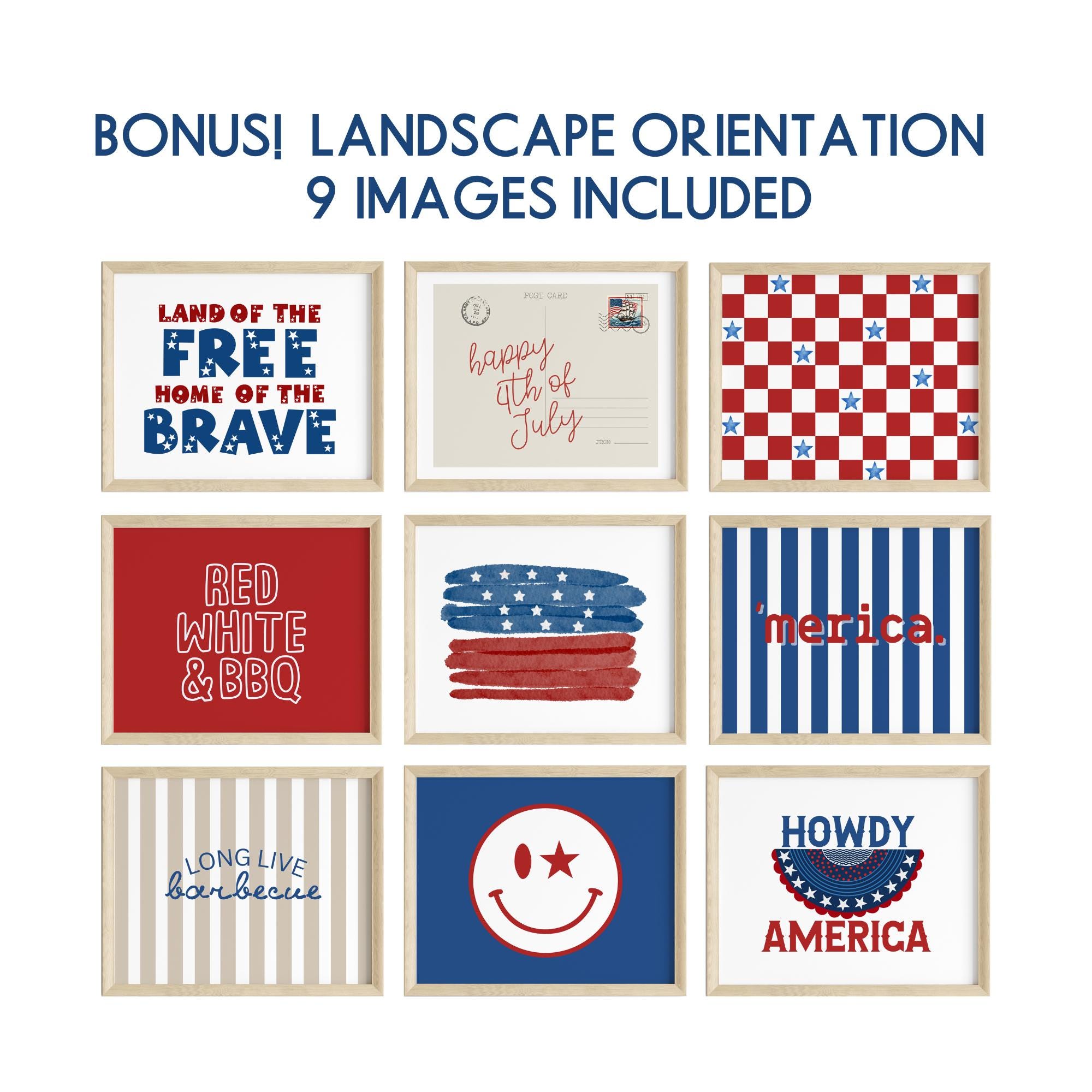 4th of July Printable Wall Art for Holiday Home Decor Memorial Day ...