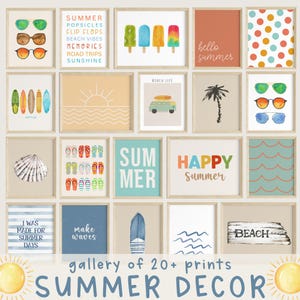 Sommer Prints Galeriewand Set | Strand-Dekor-Wand-Kunst | Sommer druckbare Kunst | Küsten druckbare Wandkunst | Digitaler Download | Boho-Kunst