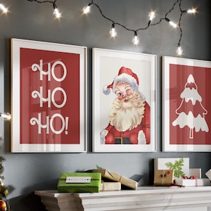 Santa Christmas Wall Art Trio | Christmas Digital Download | Holiday Decor | Christmas Printable Wall Art | Christmas Printable | Xmas Print