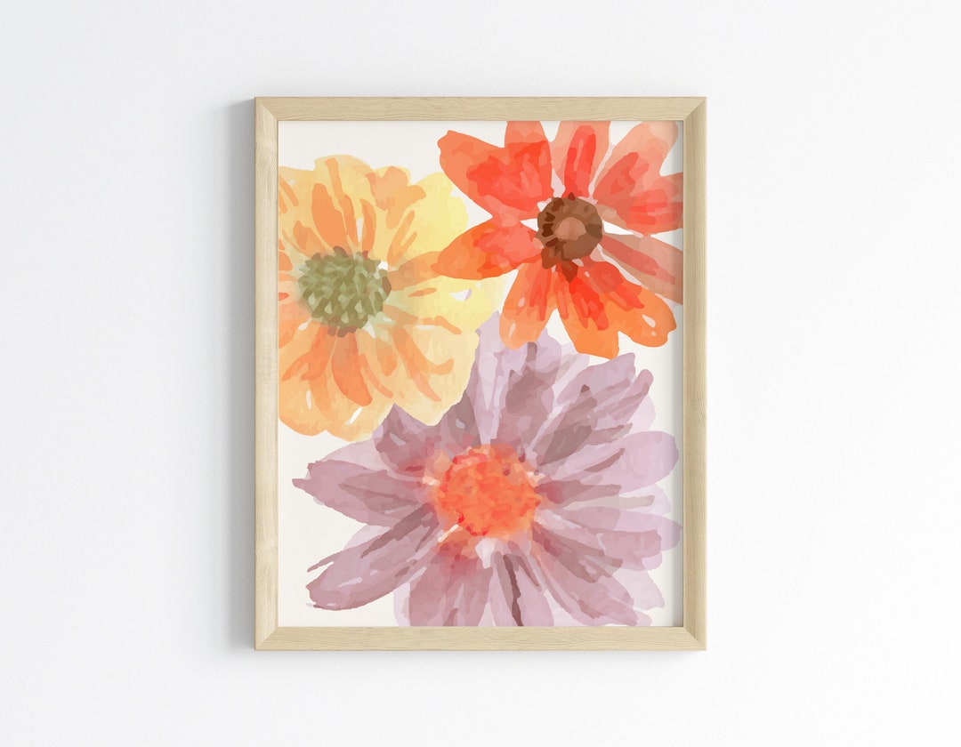 Watercolor Flower Printable Wall Art | Flowers Digital Print | Bedroom ...