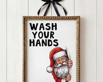 Decoração de parede natalina divertida para banheiro | Impressões natalinas para banheiro | Decoração de festas | Arte de parede natalina | Arte de parede natalina para imprimir