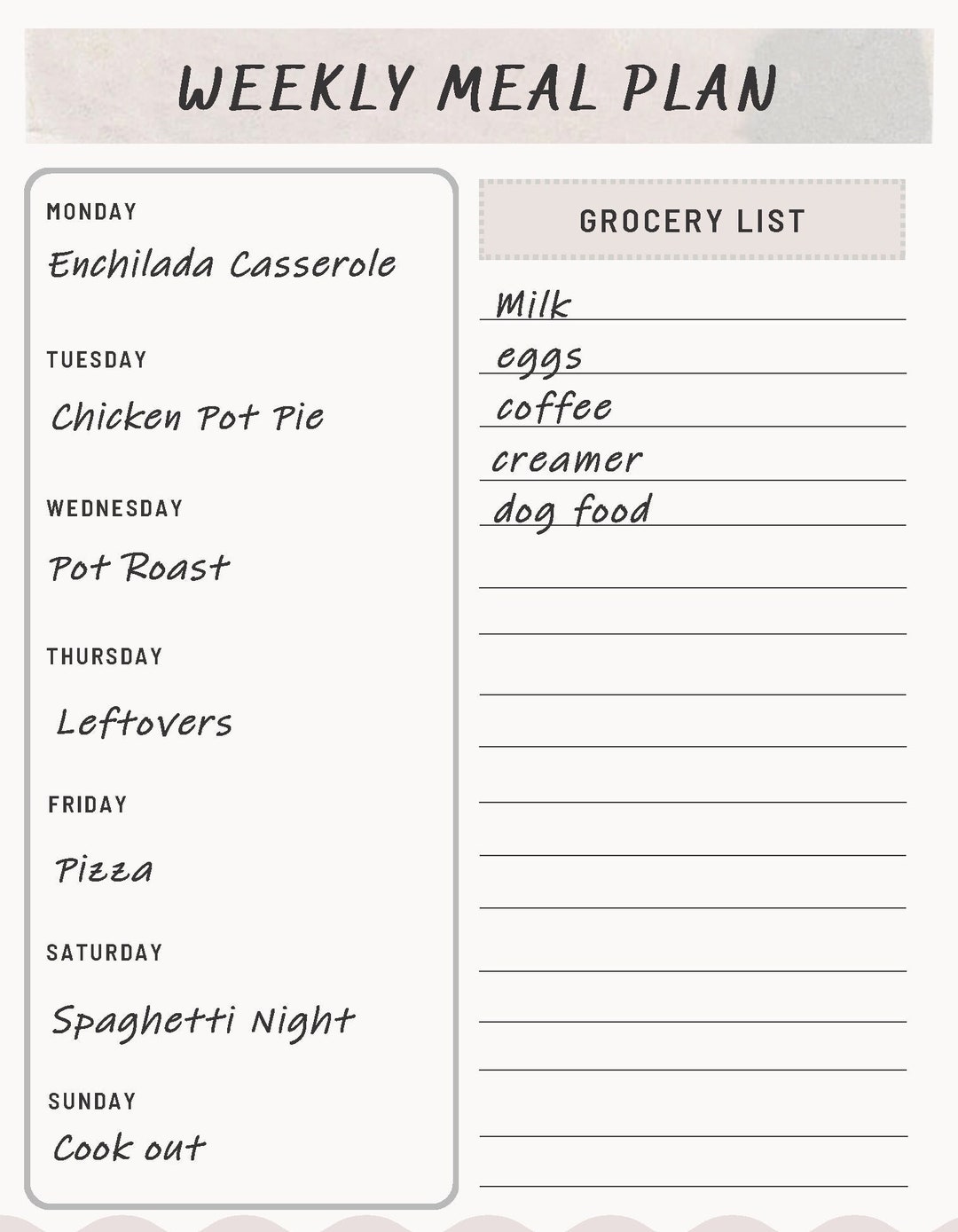 Digital Editable Printable Weekly Meal Planner - Etsy