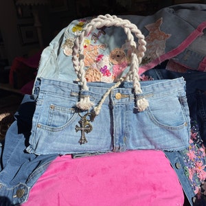Blue Jean Baby 211 Shredded Jean Handbag