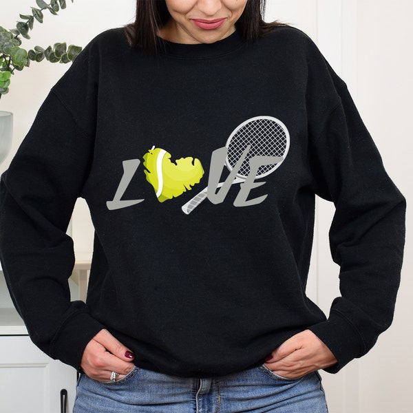 Sweatshirt Tennis Avec Logo Raquette Simple - Cadeau Pour Joueur/fan De Tennis, Coupe Classique, 241g - Tenue Décontractée Sportive - 4