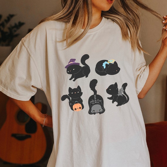 Comfort Colors Halloween Cat T-Shirt, Halloween Shirt, Pumpkin Halloween Shirt, Halloween Cat Shirt, Ghost Cat Shirt, Spooky Season Tee.