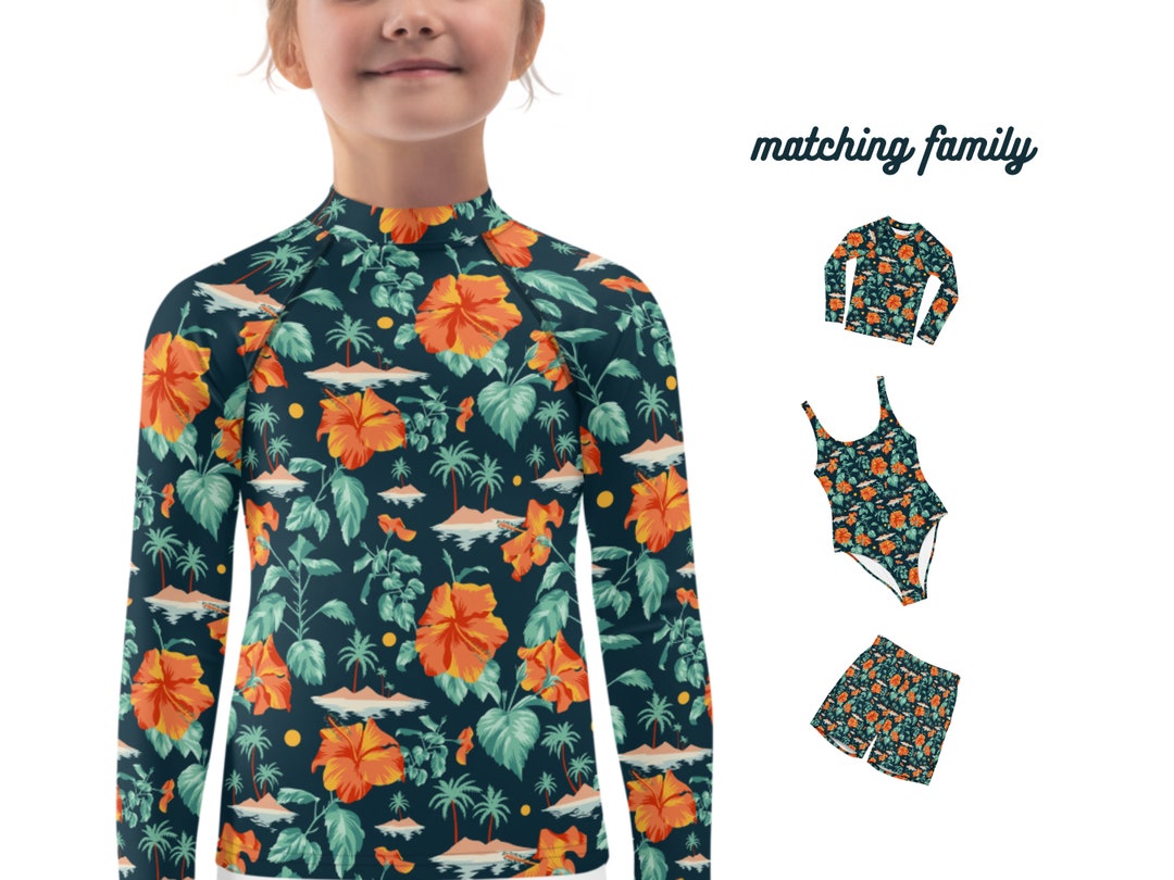 Toddler and Kids Hawaiian Print Rash Guard Swim Family Matching - Etsy