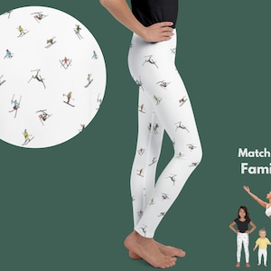 Skier Print Kids & Teen Yoga Leggings