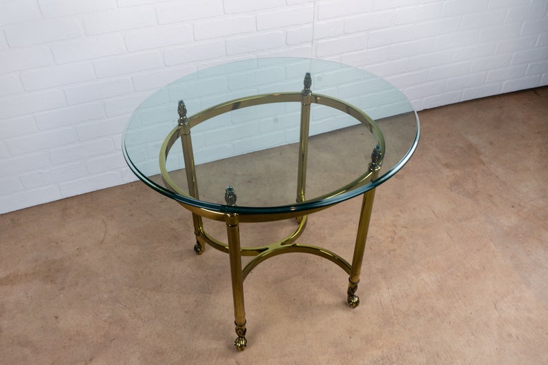 La Barge Brass & Glasstop Side Tables set Etsy