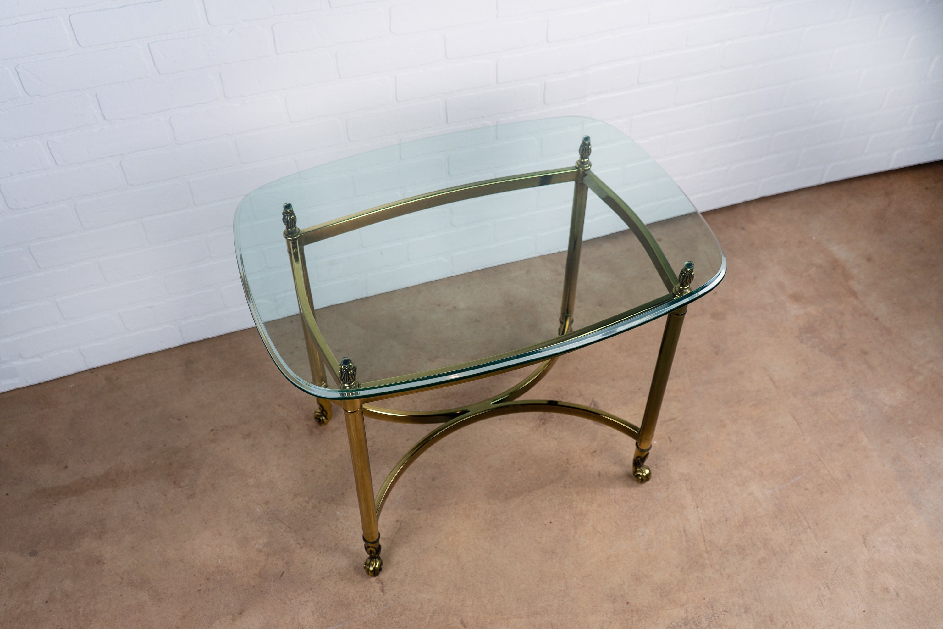 La Barge Brass & Glasstop Side Tables set Etsy
