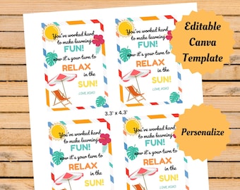 Teacher Editable Tags / Summer Gift Tags