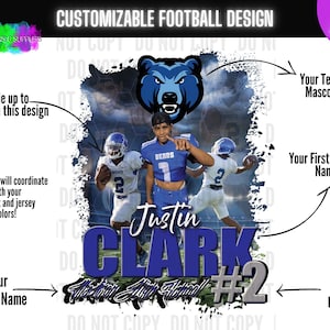 Custom Football Design, Custom Football PNG, Football Sublimation Design, Friday Night Lights PNG, Football Senior PNG, dtf football design