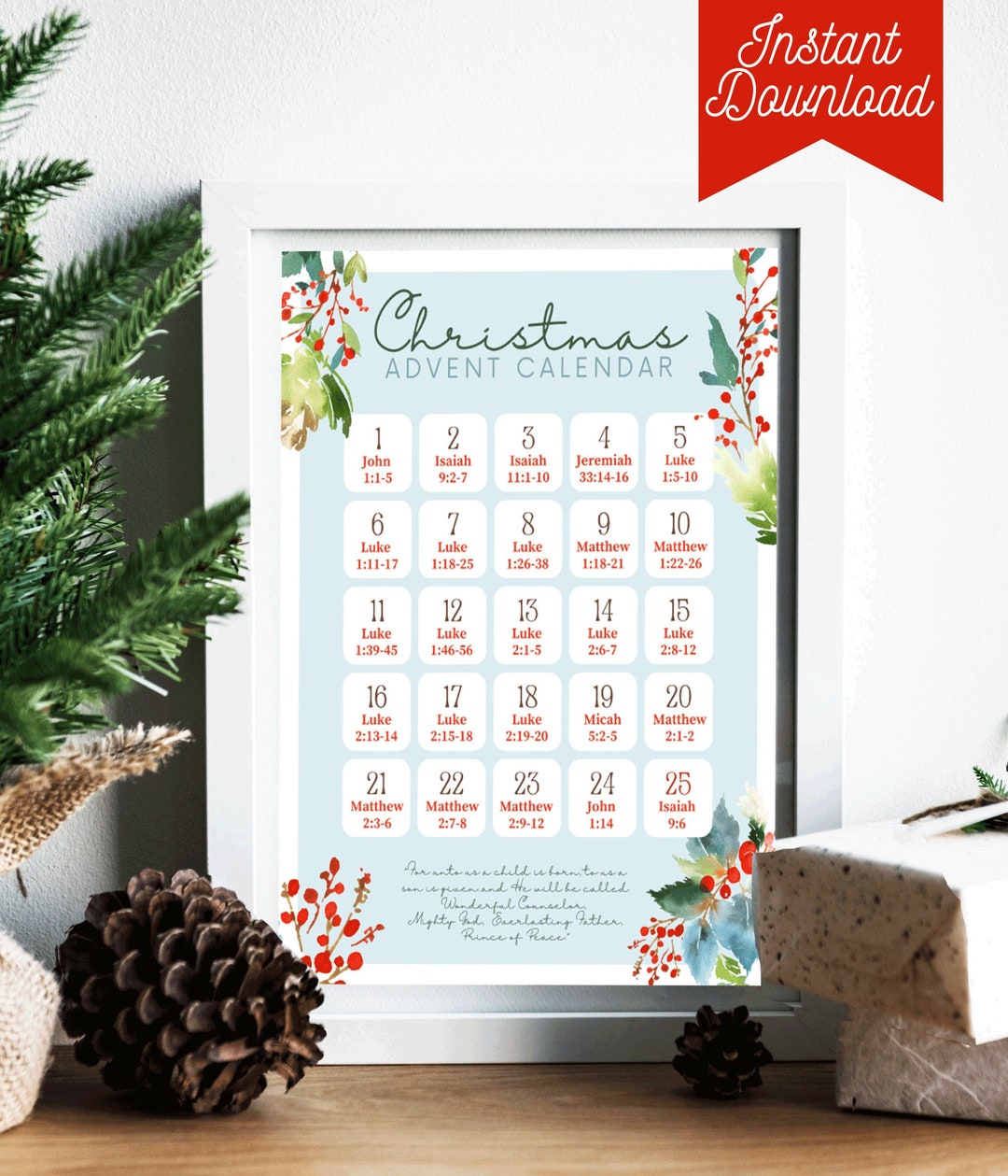 Christmas Advent Daily Scripture Calendar | Advent Calendar | Holiday ...