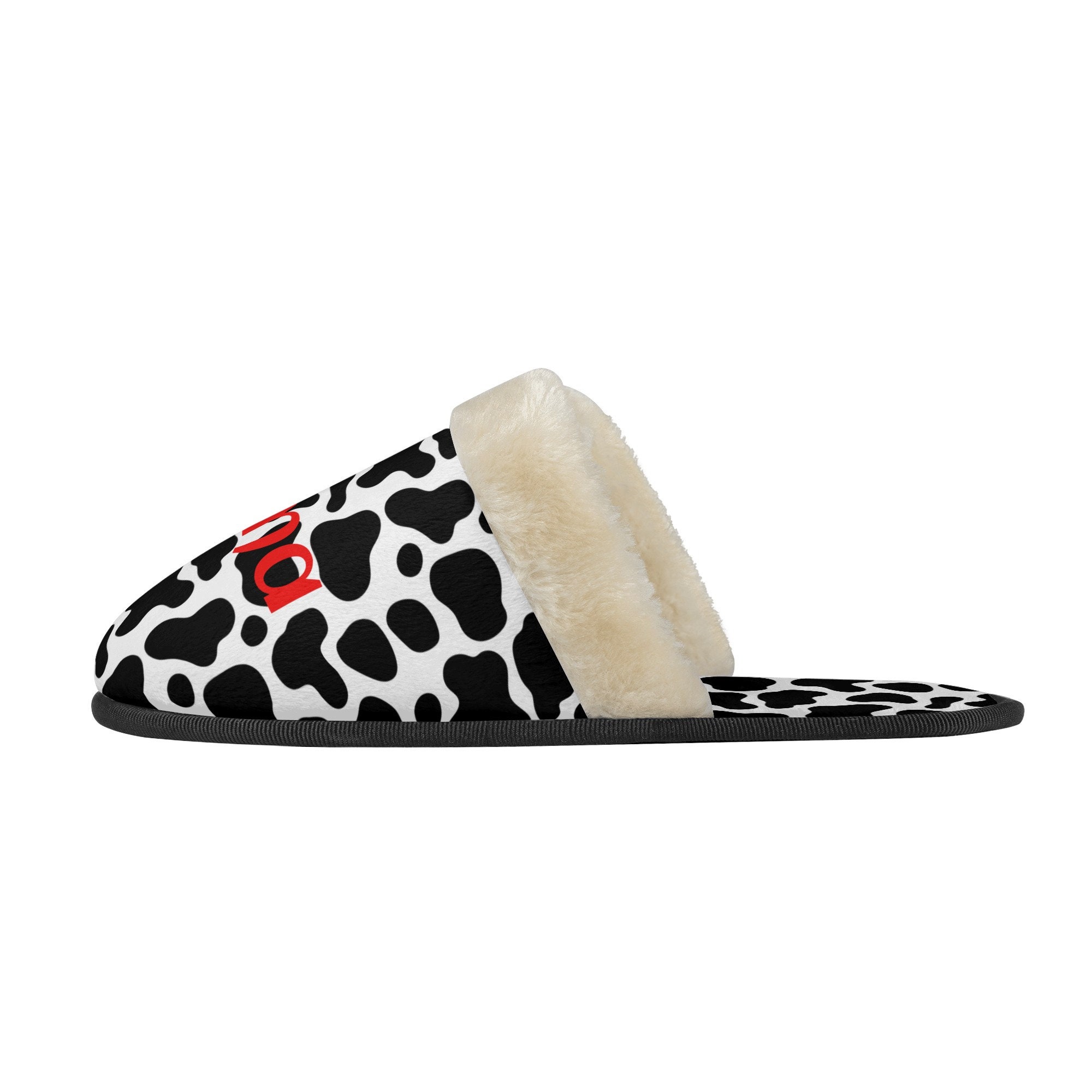 Pink Gray Cow Pattern Print Premium Home Slippers main image 0