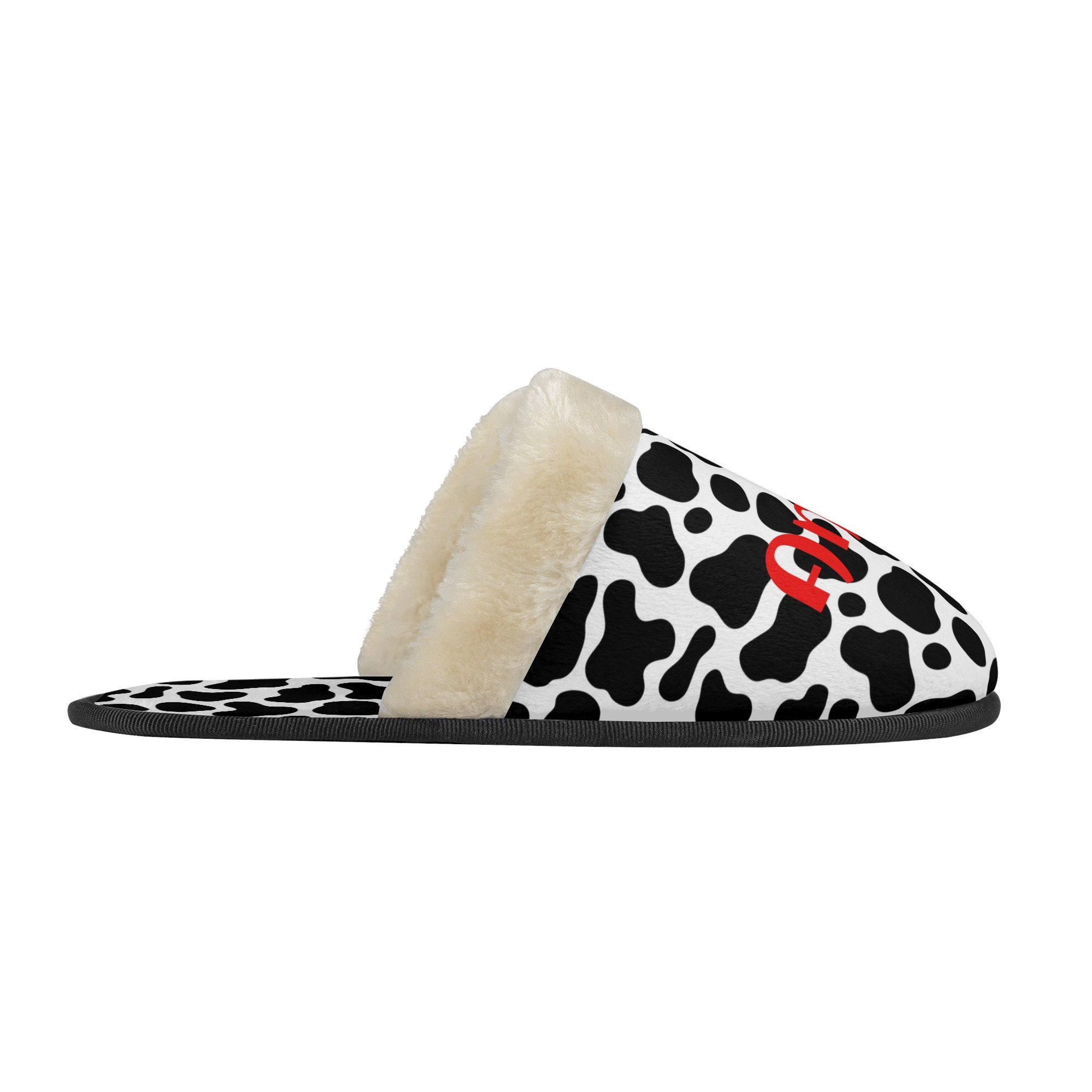 Pink Gray Cow Pattern Print Premium Home Slippers