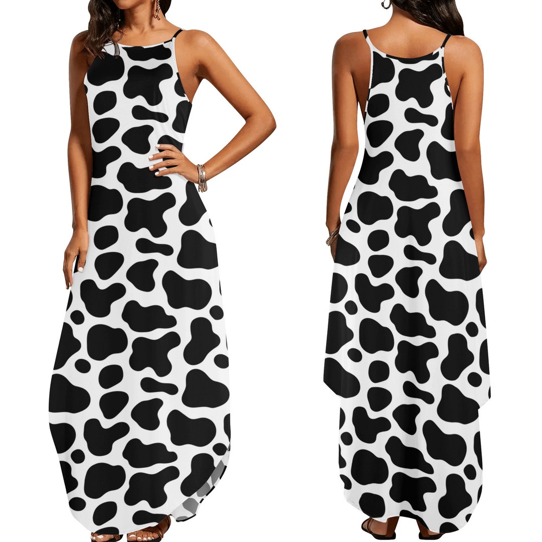 Cow Print Dress, Women's Elegant Sleeveless Party Dress Etsy