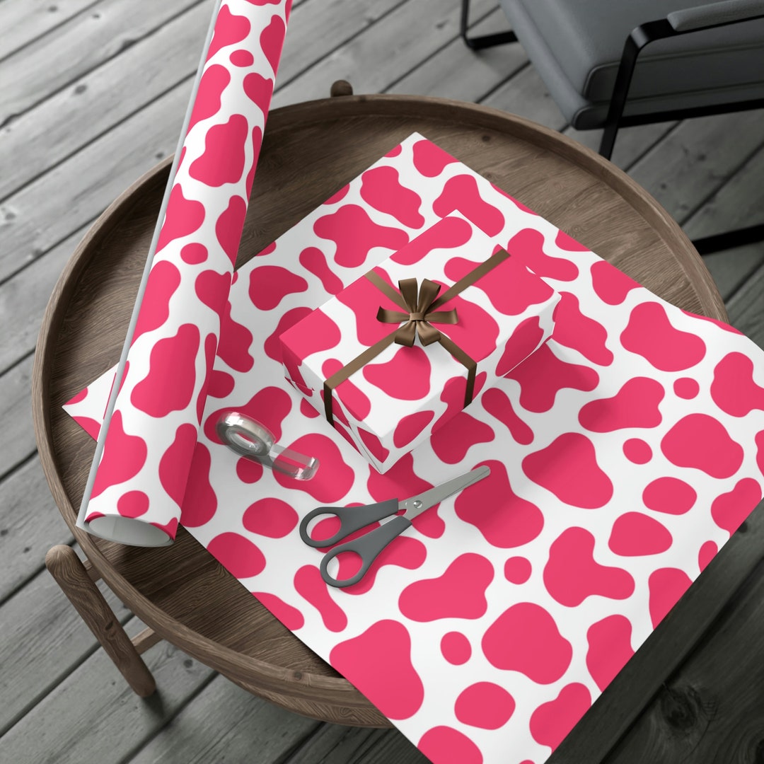 Cow Print Wrapping Paper Pink Cow Print Pink Cow Print Gift Etsy