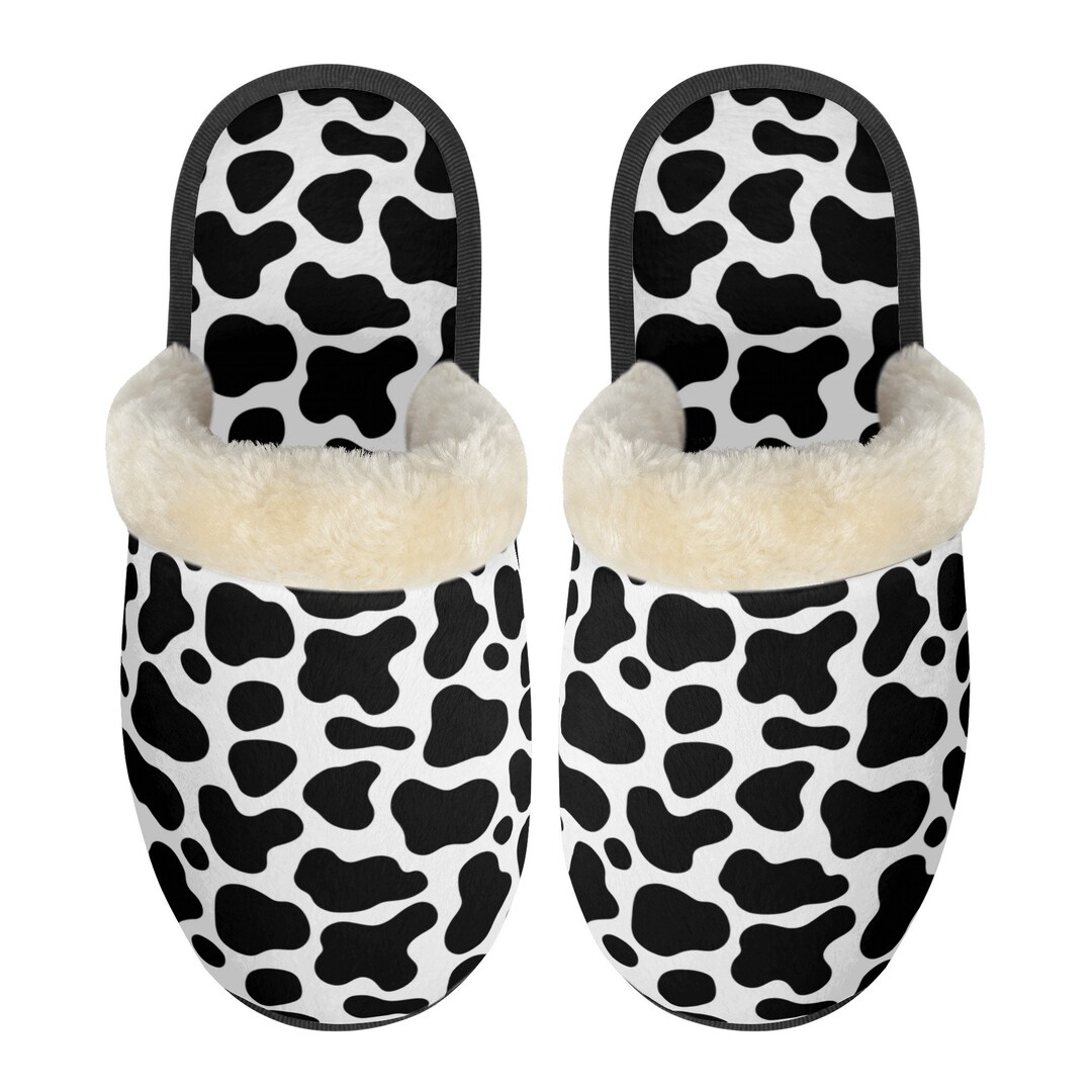 Black Cow Pattern Print Premium Home Slippers main image 1