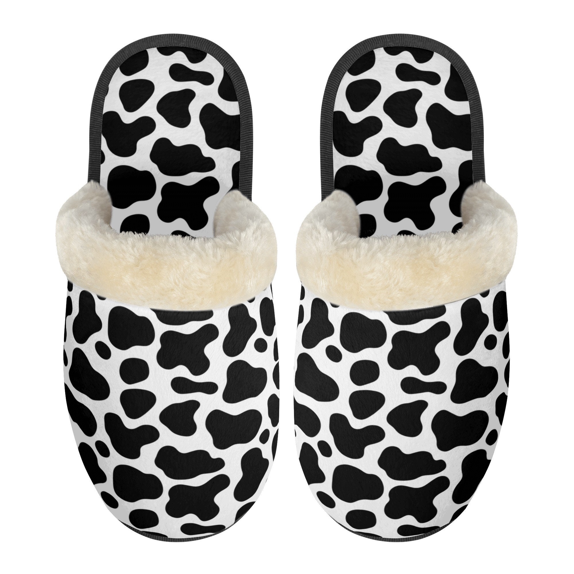 Cow store print slippers