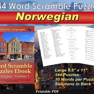 Word Scramble Puzzles Ebook - Norwegian - Volume 1