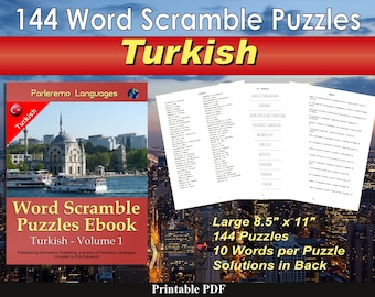 Word Scramble Puzzles Ebook - Turkish - Volume 1