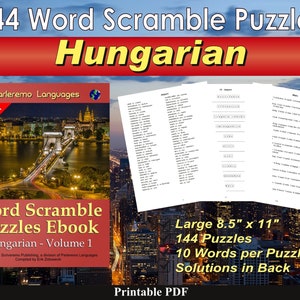 Word Scramble Puzzles Ebook - Hungarian - Volume 1