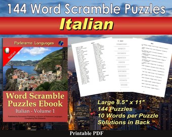 Word Scramble Puzzles Ebook - Italian - Volume 1