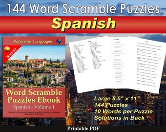 Word Scramble Puzzles Ebook - Spanish - Volume 1