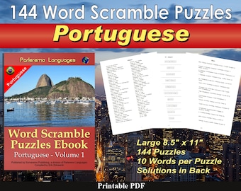 Word Scramble Puzzles Ebook - Portuguese - Volume 1
