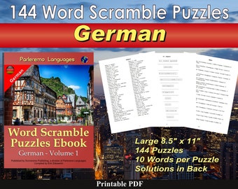 Word Scramble Puzzles Ebook - German - Volume 1