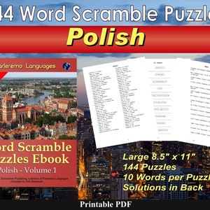 Word Scramble Puzzles Ebook - Polish - Volume 1