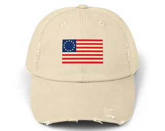 American Classic Flag Hat; Distressed Baseball Cap; Fourth of July Ballcap