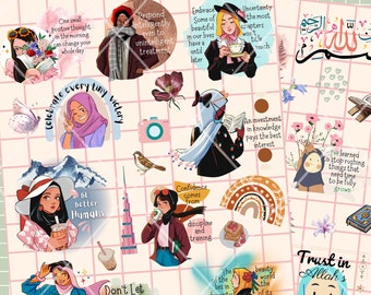 2 Islamic Digital Planner Stickers, Islamic Art, Goodnotes Stickers,  Goodnotes Muslim Stickers, Muslim Art, Hijab Digital Stickers, Muslim